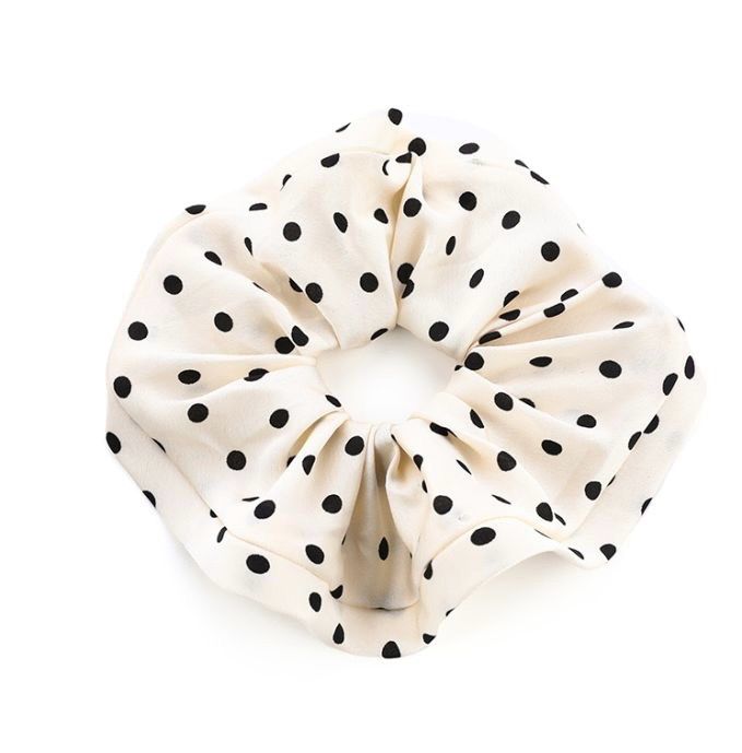 Scrunchie Polka Dot - Creme Black