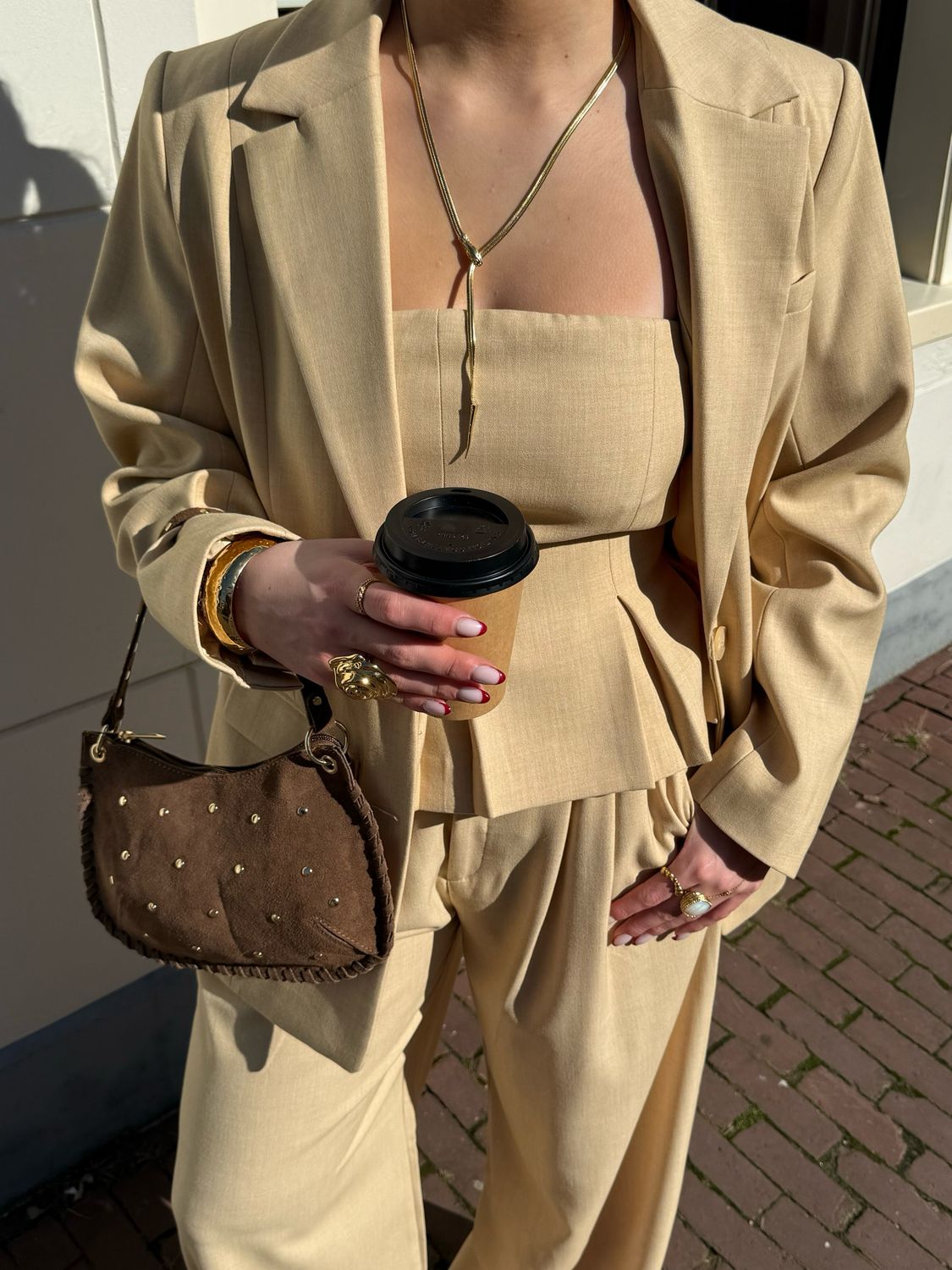 Gestuz GZstacy Corsage Top - Palm Hay Melange