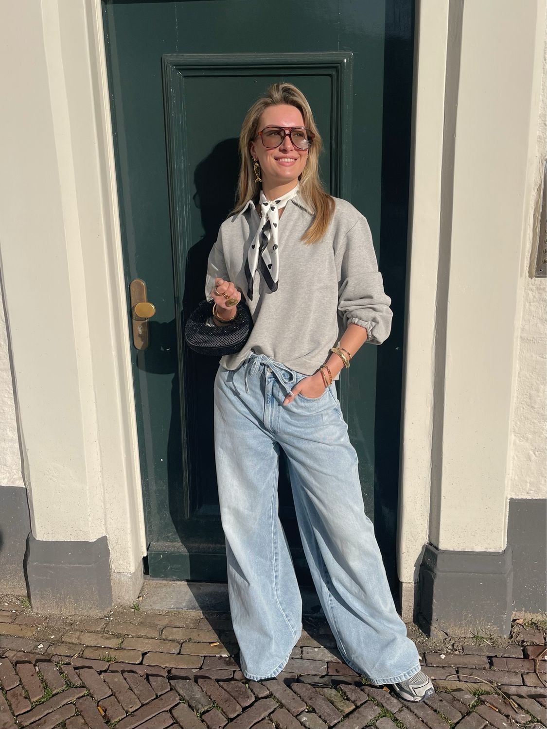 Homage Rugby Sweater Balloon Sleeve - Grey Melange