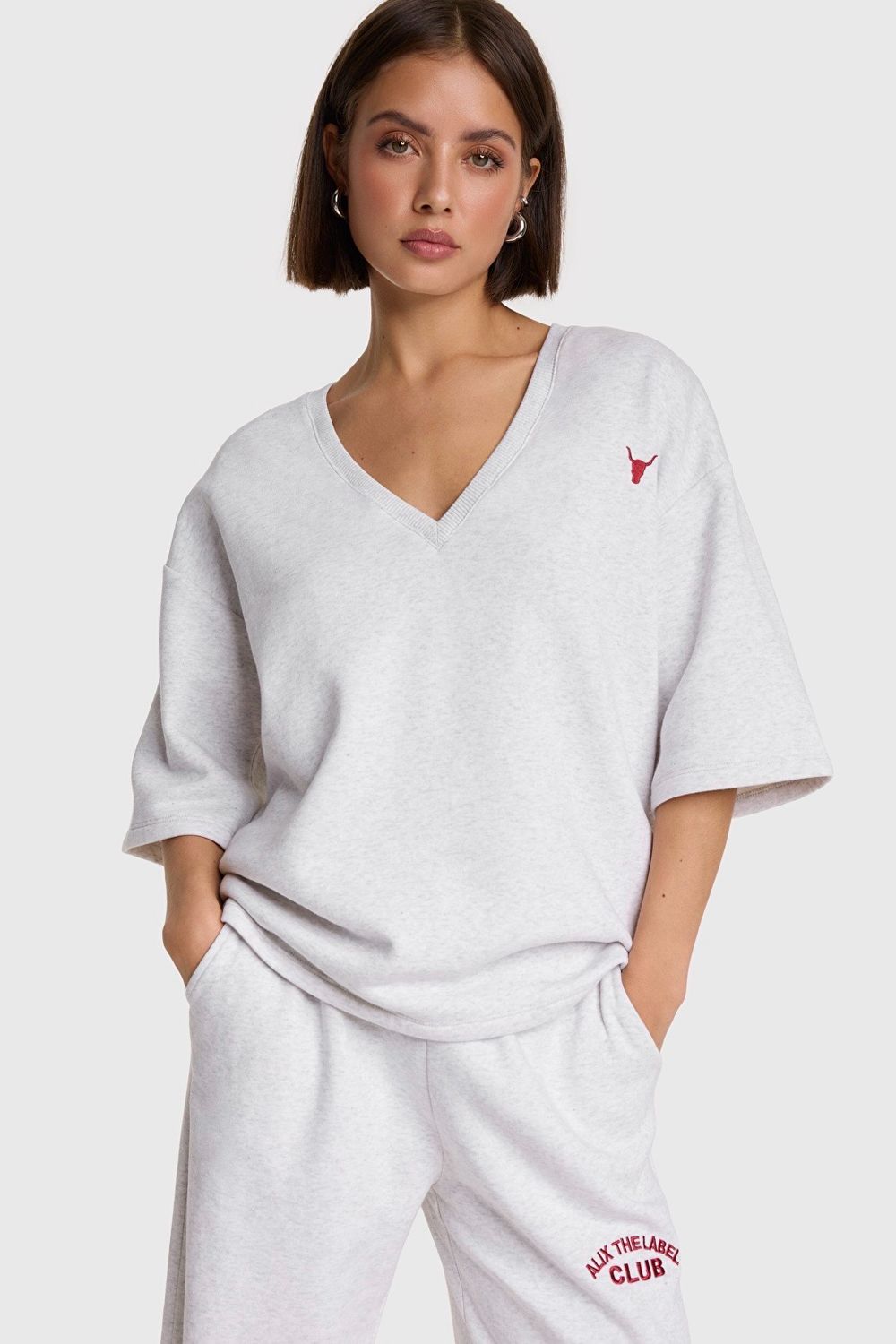Alix The Label V-Neck Short Sleeve Sweater