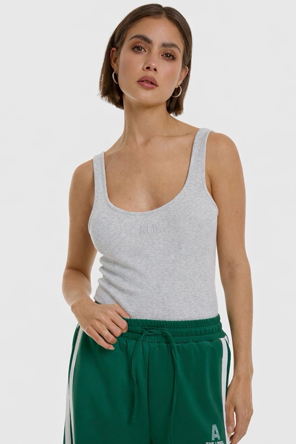 Alix The Label Rib Tanktop - Grey Melange