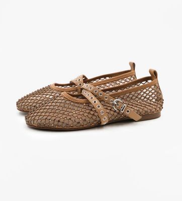 Toral Vilma Embellished Net Ballerina - Camel