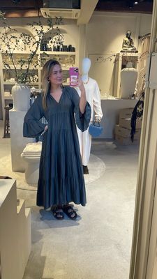 Nema Resort Wear Dress Ruffles - Dark Grey