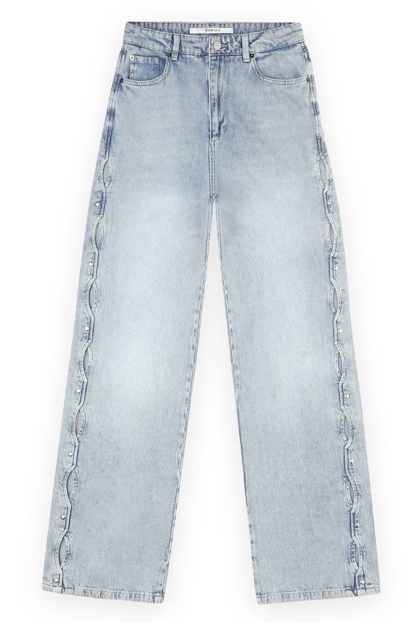 Homage Straight Jeans with open side detail - Bright Vintage