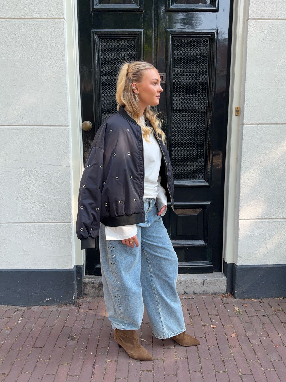 Alix the Label Studded Barrel Pants - Light Blue Denim