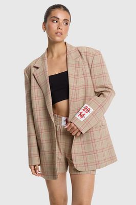 Alix the Label Oversized Check Blazer - Sand