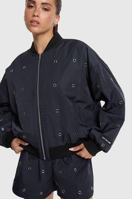Alix the Label Eyelet Bomber -  Navy