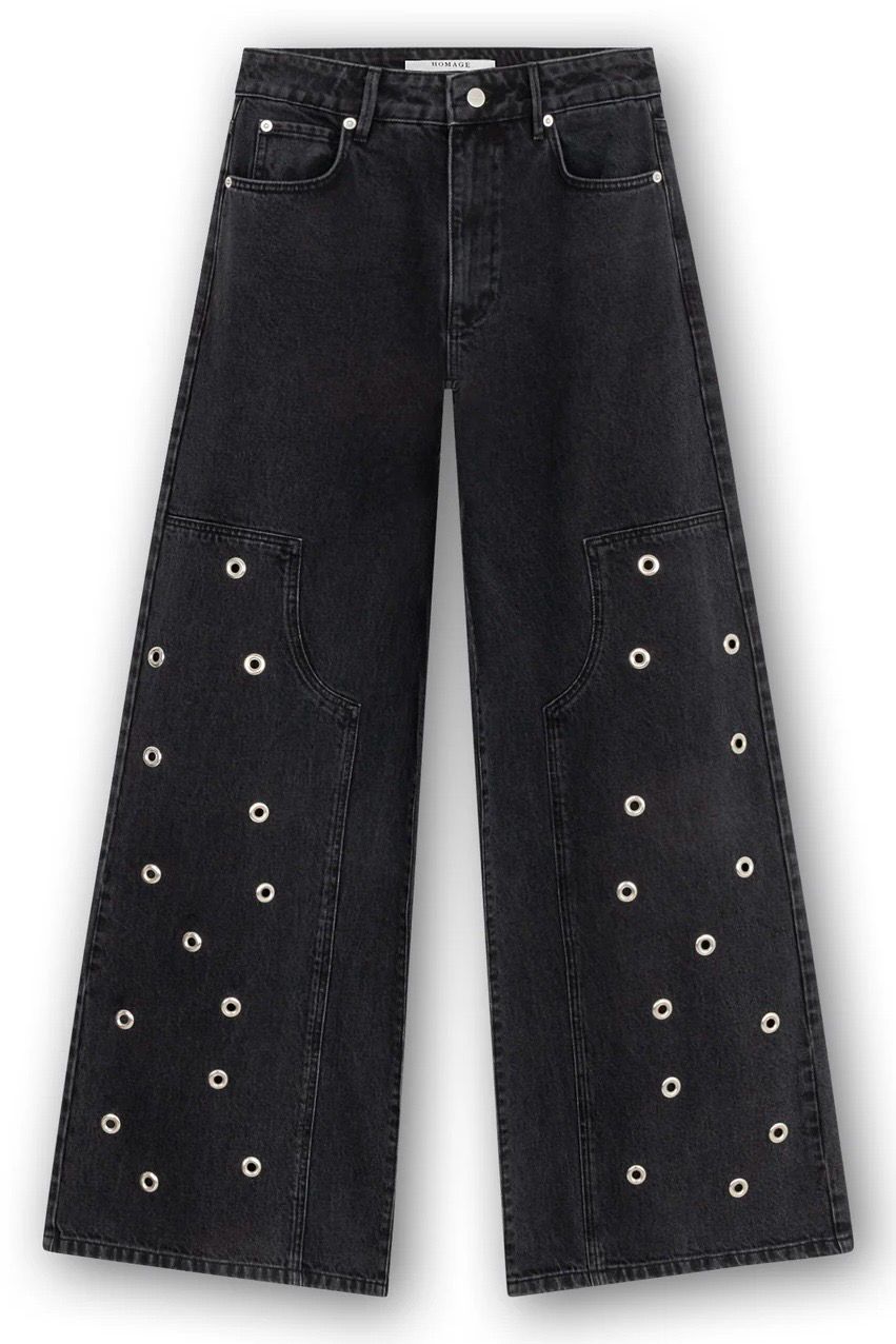 Homage Palazzo Jeans Eyelets - Washed Black