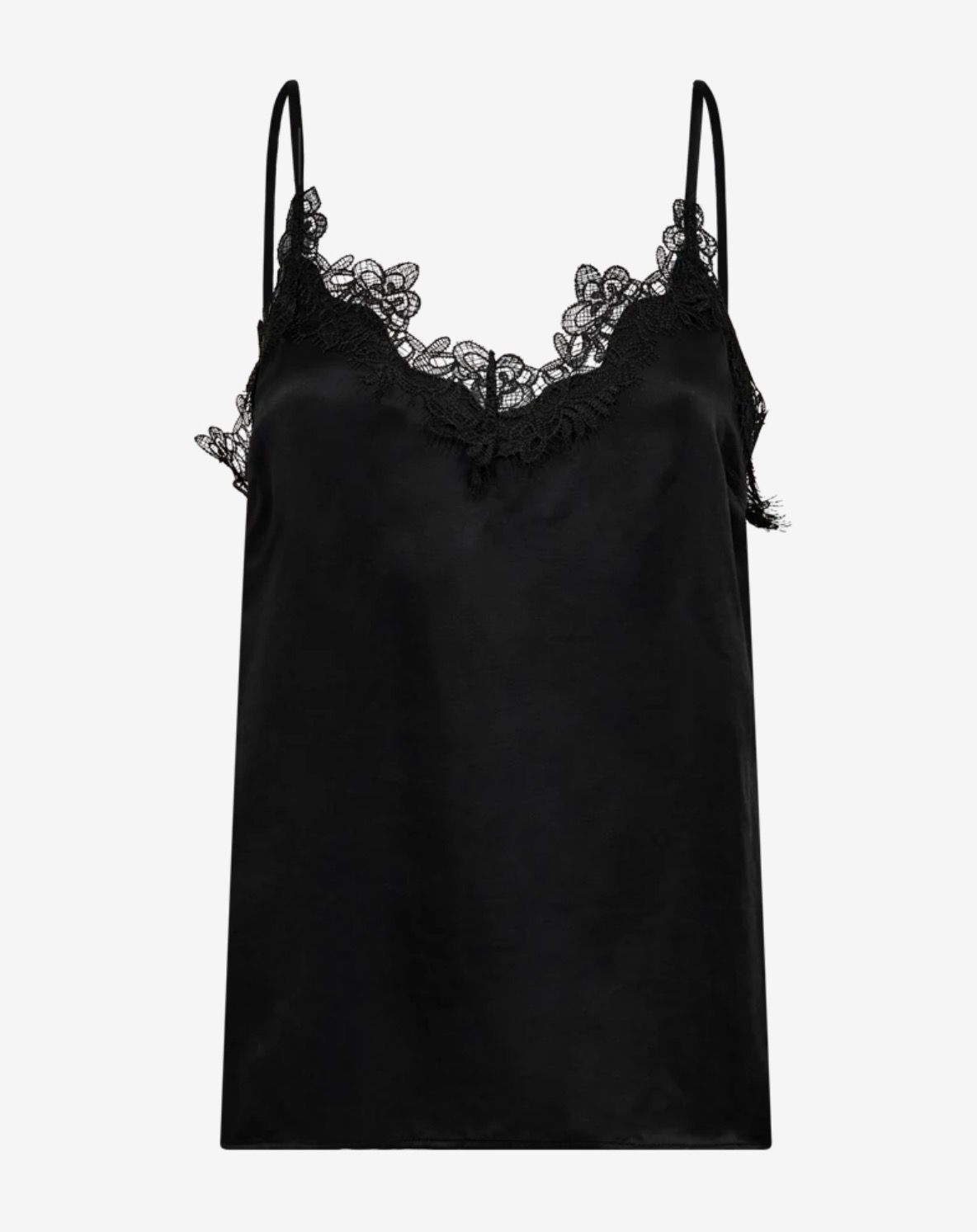 Copenhagen Muse CMSilia Satin Lace Top - Black