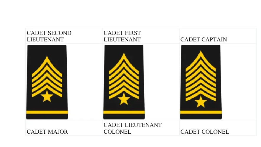 retired Norwich corps of cadet ranks