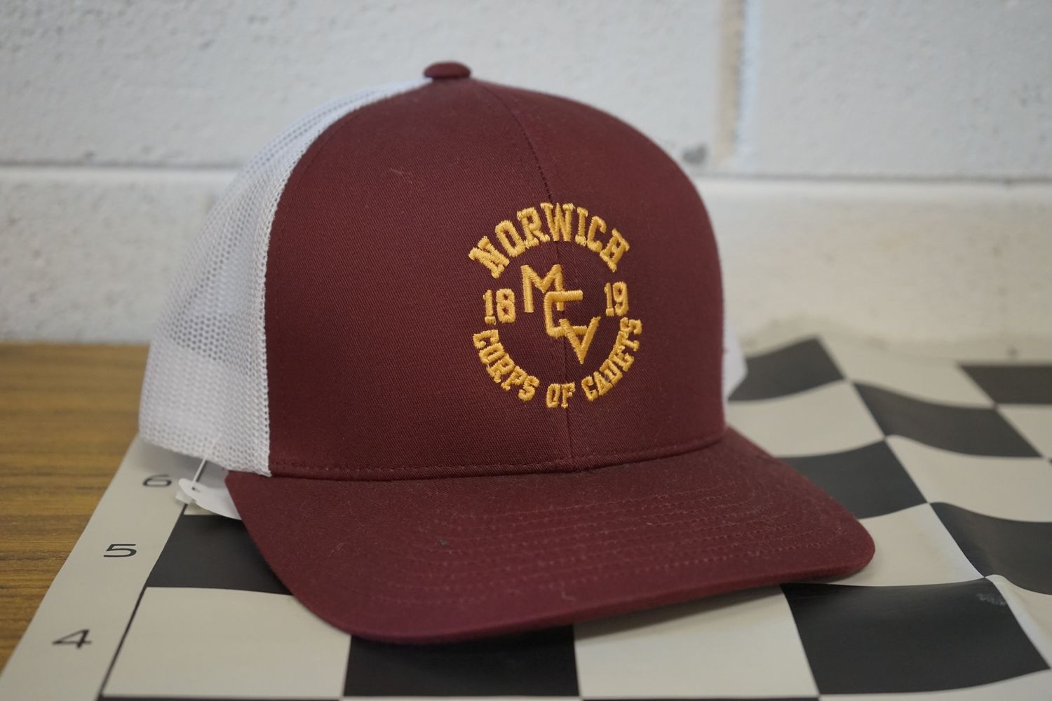 MCV Baseball Cap - Maroon with White Mesh