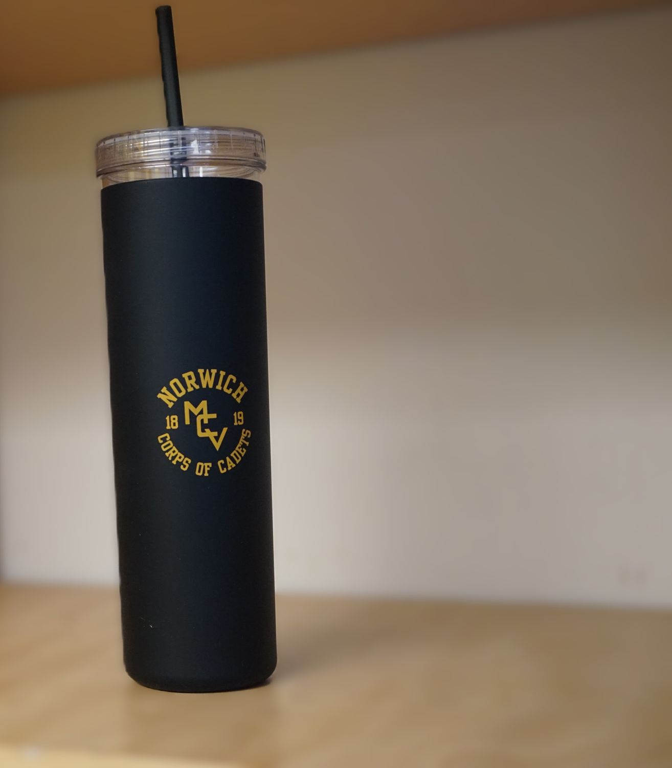 Slim Black Water Bottle Tumbler with Straw