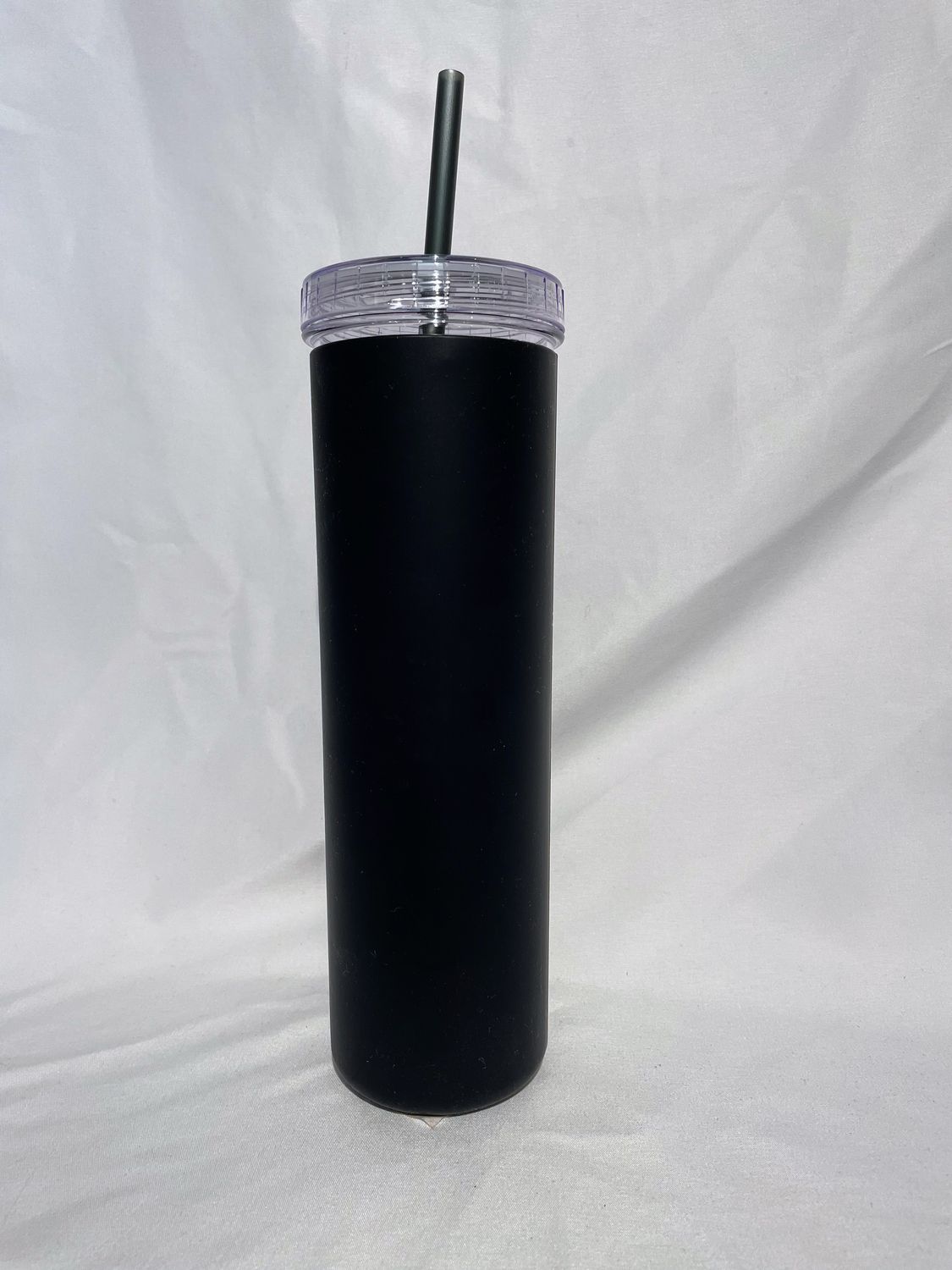 Slim Black Water Bottle Tumbler with Straw