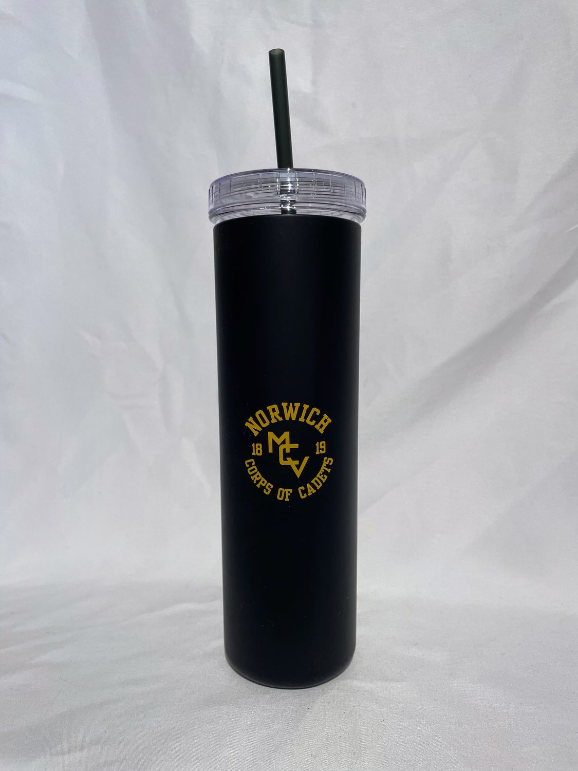 Slim Black Water Bottle Tumbler with Straw