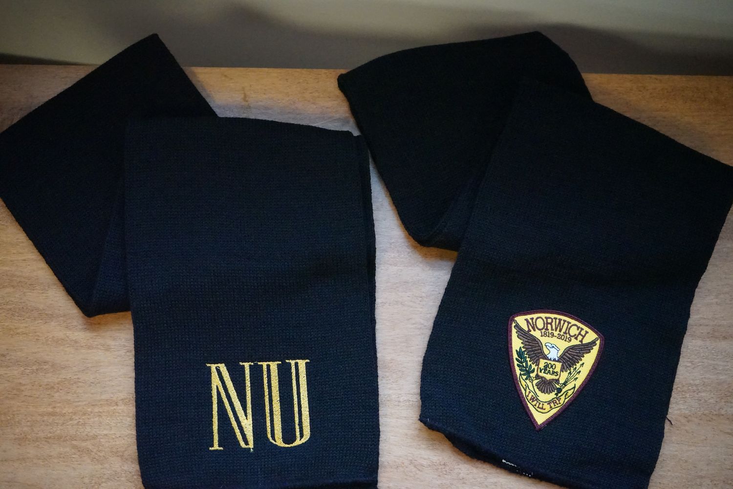 NU or Norwich Crest Black Scarf