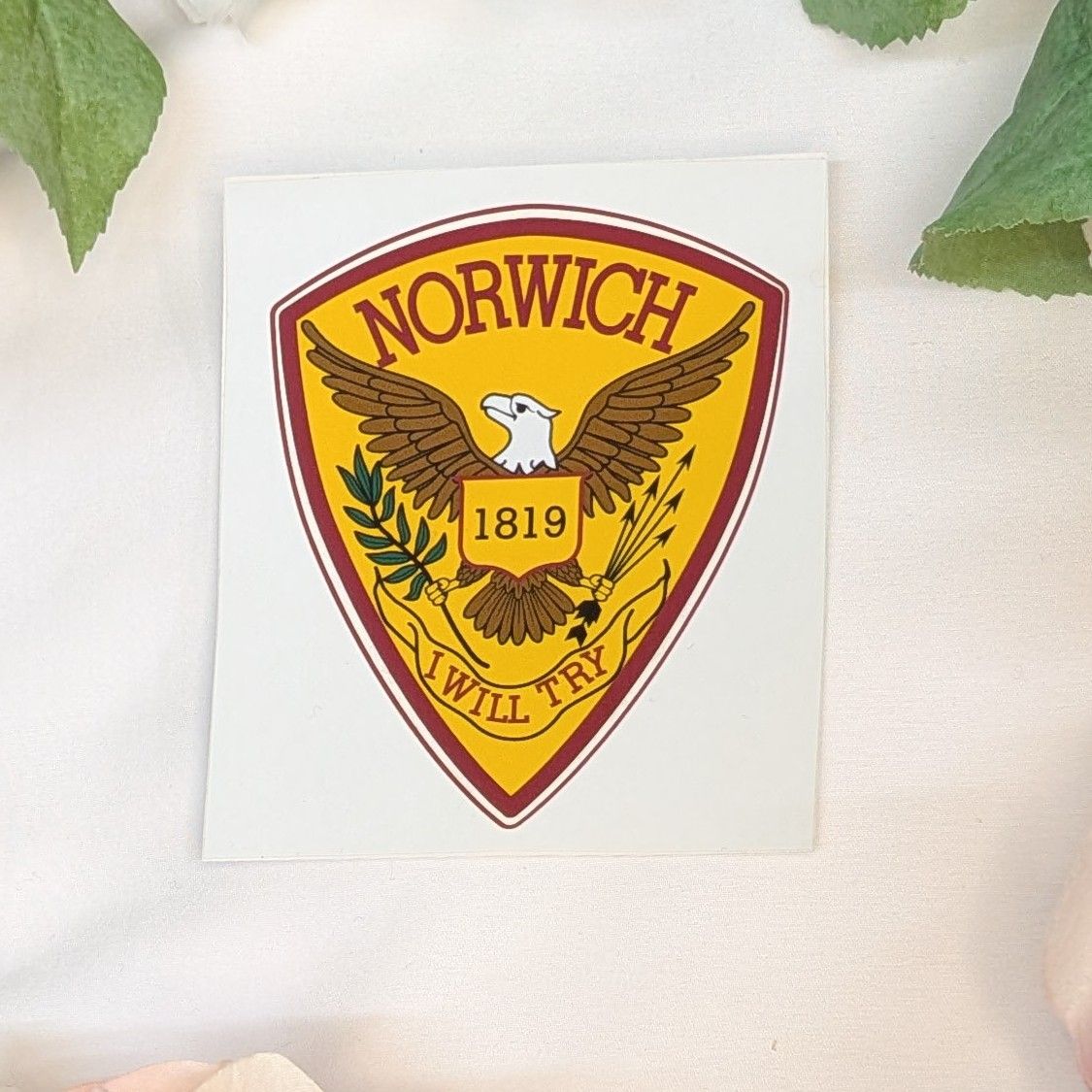 Norwich Crest "I Will Try" Sticker