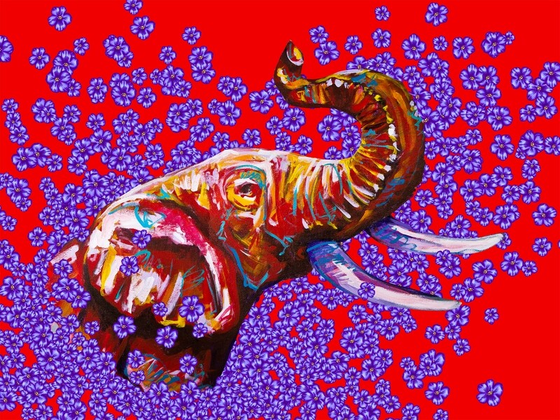 "Elephant in Violets" Print