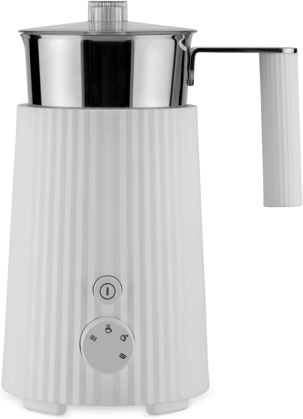 Alessi, cappuccinatore  multifunzione ad induzione in resina termoplastica. Bricco in acciaio inossidabile 18/10. Spina Europea. 600 W, MDL13 W  Plissé