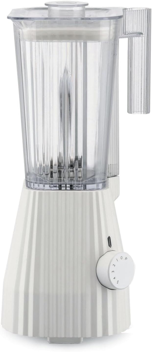 Alessi, frullatore in resina termoplastica, bianco. Caraffa graduata in resina termoplastica. Spina Europea. 700W, articolo MDL09 W Plissé