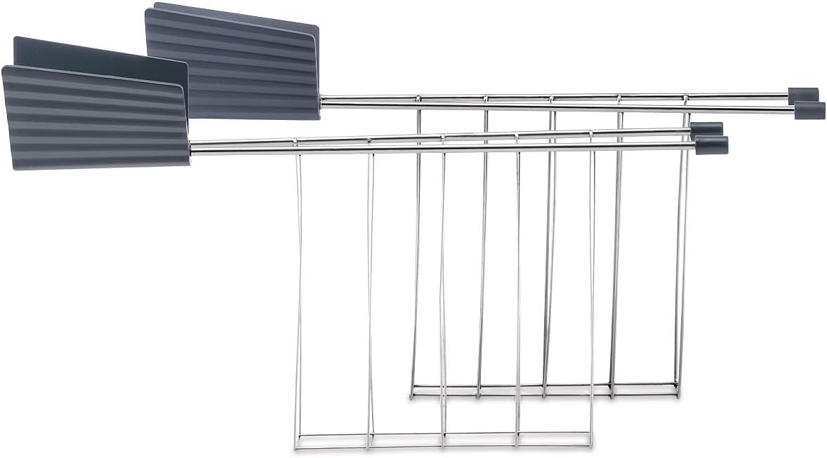 Alessi, set di due pinze per tostapane in acciaio e resina termoplastica, grigio, articolo MDL08RA G Plissé