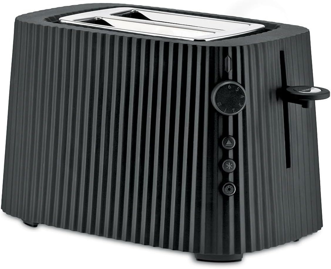 Alessi,  Tostapane in resina termoplastica, nero. Spina europea. 850W, articolo MDL08 B Plissé