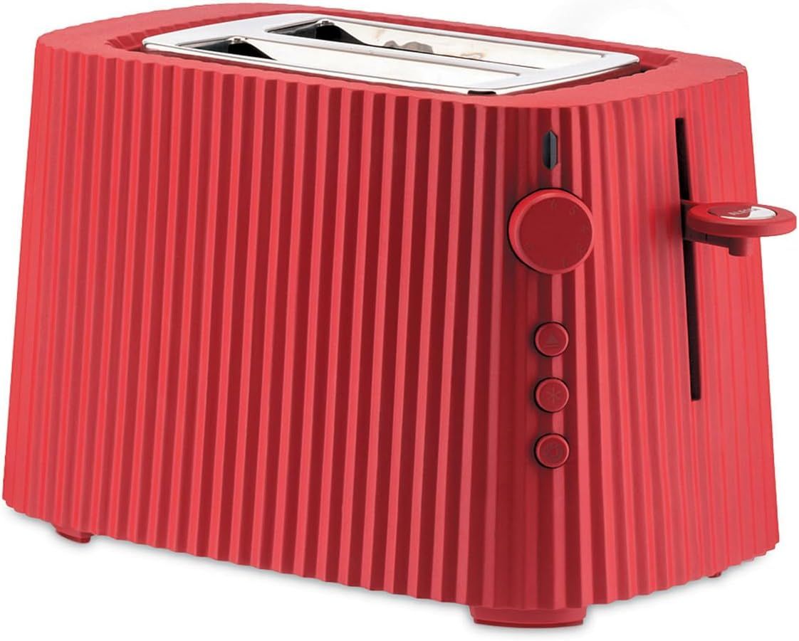 Alessi, tostapan e in resina termoplastica, rosso. Spina europea. 850 W, articolo MDL08 R Plissé