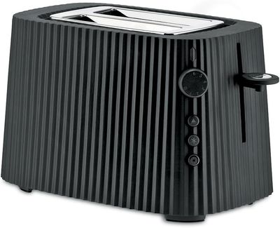 Alessi,  Tostapane in resina termoplastica, nero. Spina europea. 850W, articolo MDL08 B Plissé
