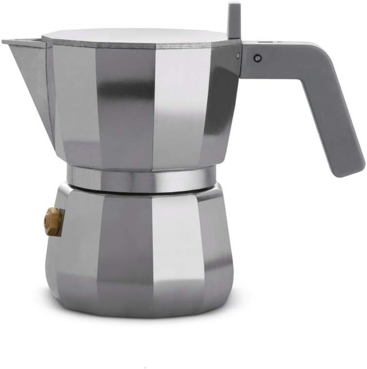 Alessi, caffettiera espresso in fusione di alluminio manico e pomolo in PA, colore grigio 1 tazza. Articolo DC06/1.