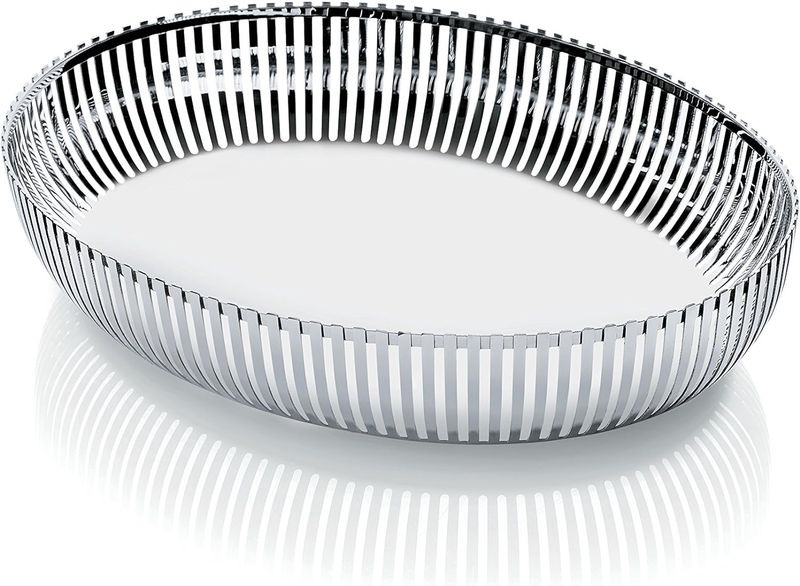 Alessi, cestino ovale in acciaio inossidabile 18/10, cm 26. Articolo PCH06/26