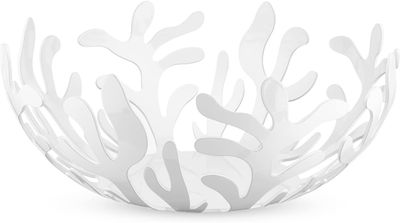 Alessi, Fruttiera in acciaio colorato con resina epossidica bianca, cm 25. Articolo ESI01/25 W - Mediterraneo