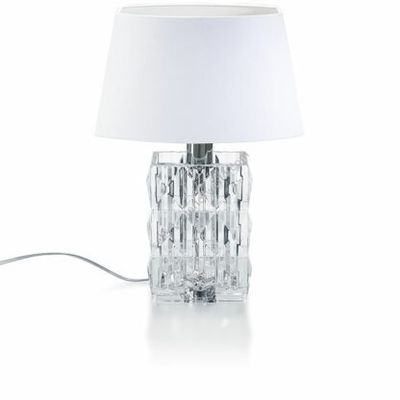Baccarat, Lampada da tavolo in cristallo con paralume bianco, modello Louxor art. 2807838