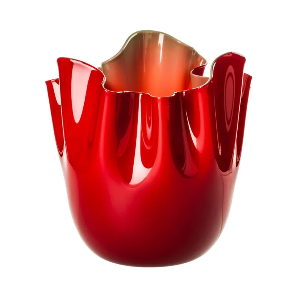 Venini Vaso Fazzoletto 700.02 Rosso/Verde mela