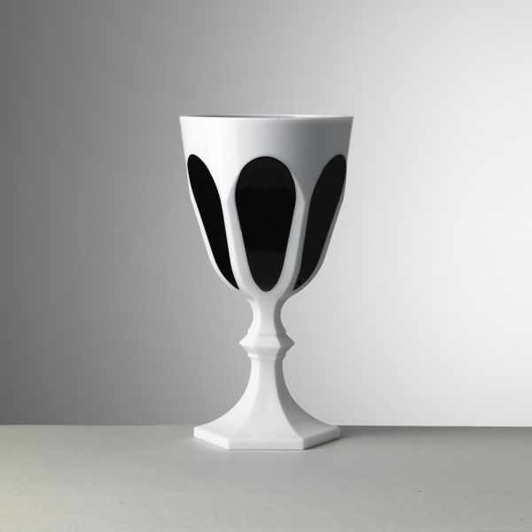 MarioLuca Giusti, set 6 Calici Vino, modello Forte dei Marmi, colore Bianco/Nero.