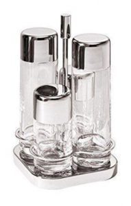 Sambonet, Menage 4 Pz. (oliera, acetiera, sale e pepe) in acciaio inox modello Linear art. 56865-12