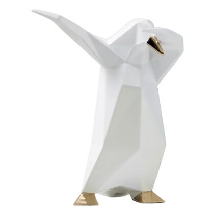 Bosa, Scultura in ceramica Dab Pinguino colore Bianco e oro