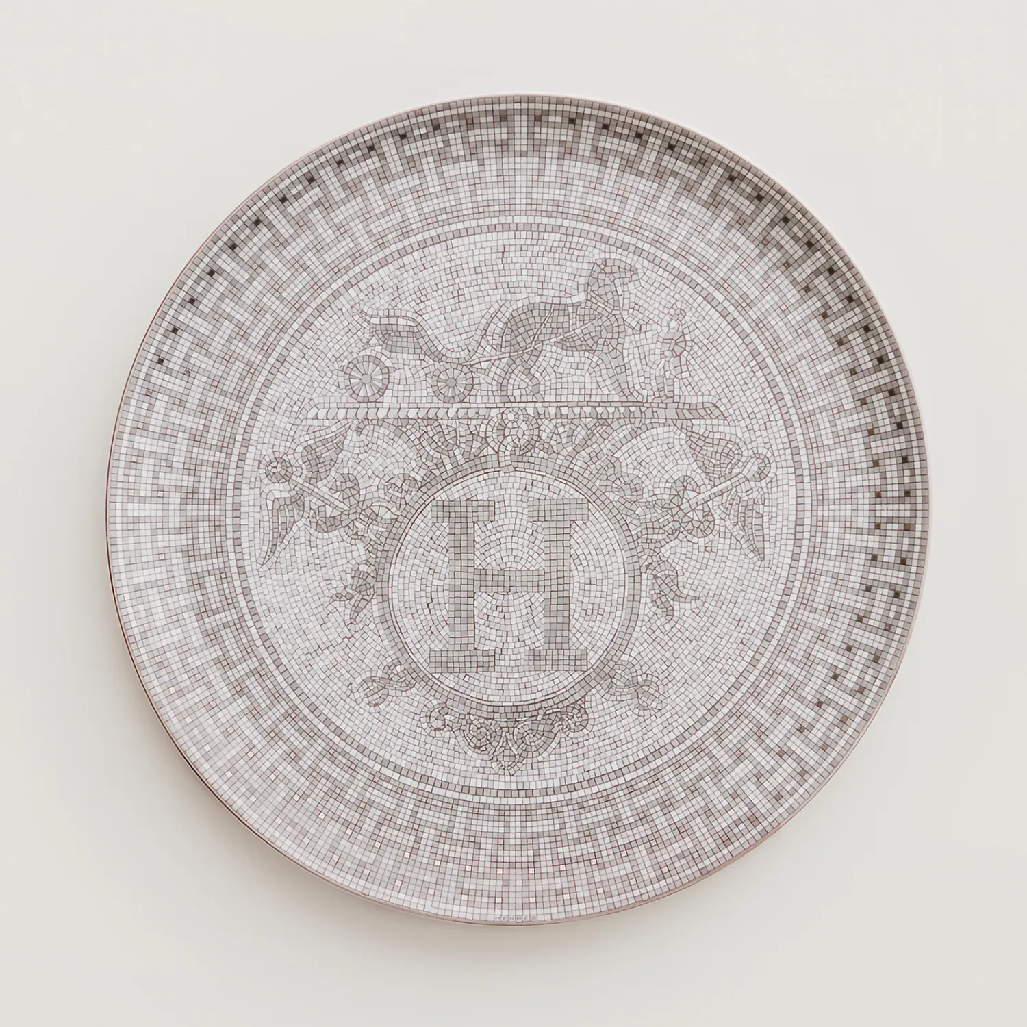 Hermès, Piatto da torta Mosaïque au 24 platino.