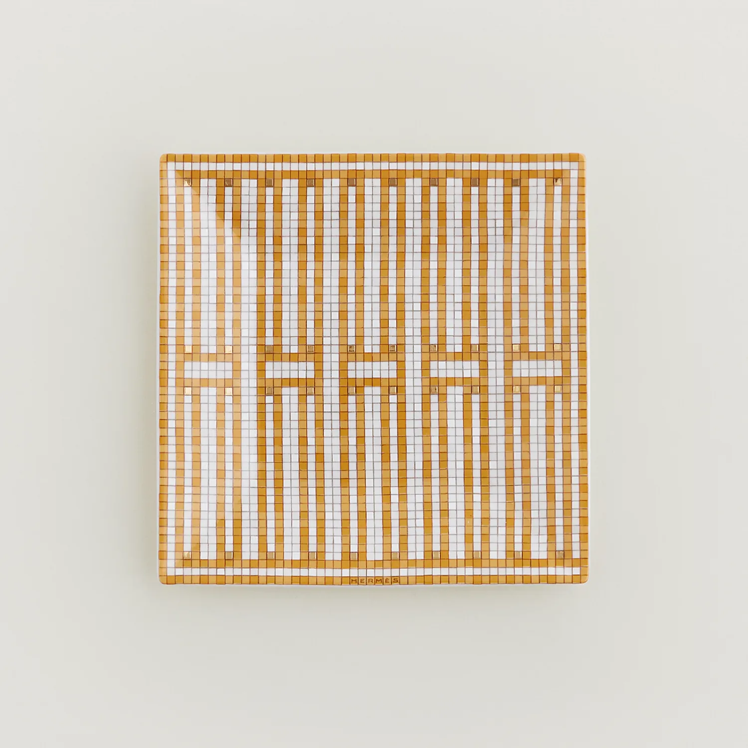 Hermès, Piatto quadrato Mosaïque au 24 oro n°2 cm 11.