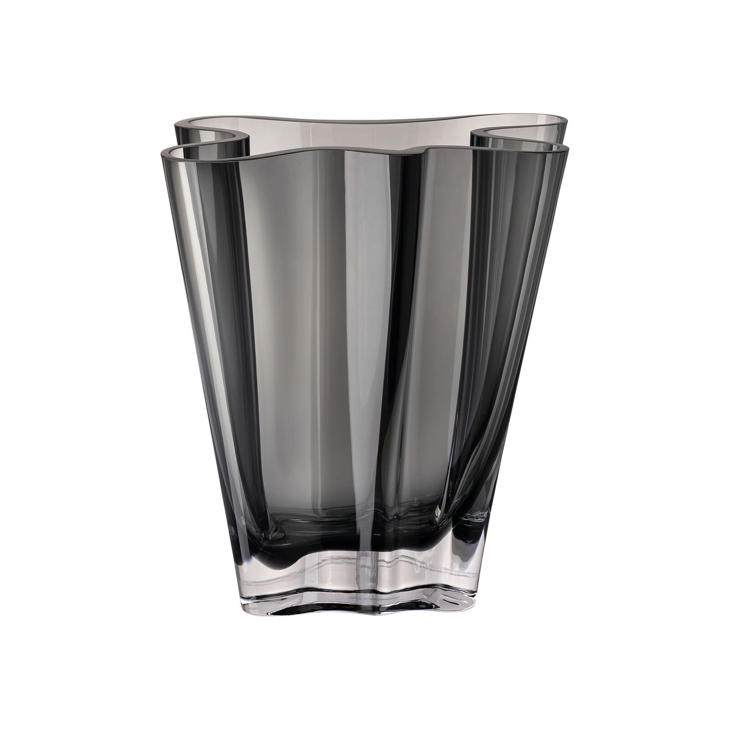 Rosenthal, Vaso in Cristallo colore fumo, decoro Flux H cm 26 art. 69160-110001-47026