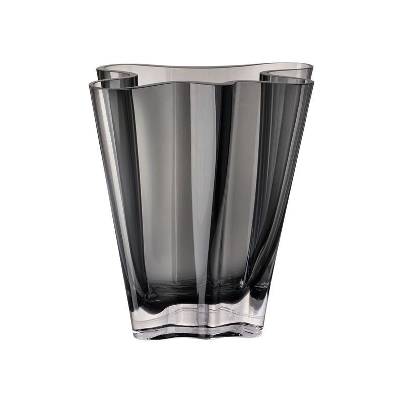 Rosenthal, Vaso in Cristallo colore fumo, decoro Flux H cm 26 art. 69160-110001-47026