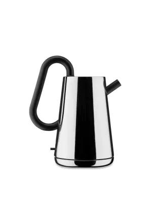 Alessi, Bollitore elettrico in acciaio inossidabile 18/10, manico, becco e coperchio in resina termoplastica nera, Articolo NE01 Toru