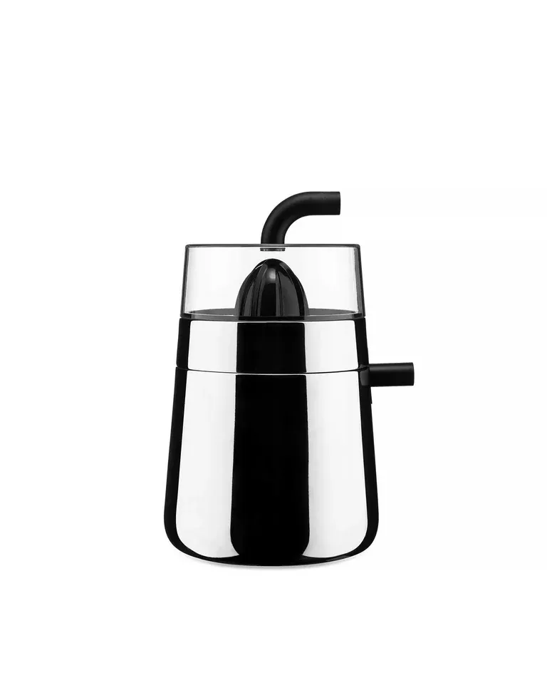 Alessi, Spremiagrumi elettrico in acciaio inossidabile 18/10 e resina termoplastica nera. Articolo NE02 Toru