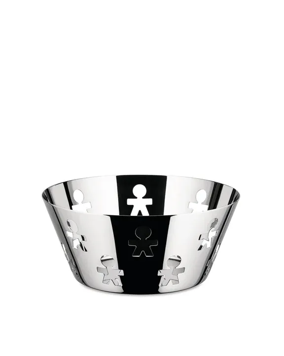 Alessi, cestino rotondo con bordo traforato in acciaio 18/10 cm 20. Articolo AKK04