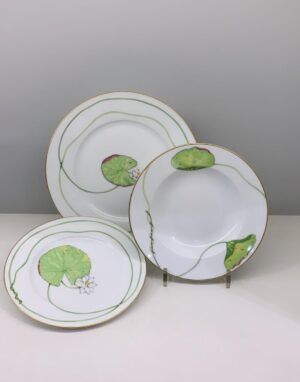 Hermès, &quot;Nil Oro&quot; piatto piano, piatto fondo, piatto frutta