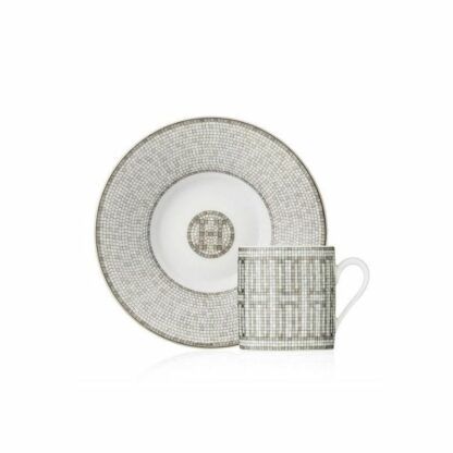 Hermès, Mosaique AU 24 Platino Tazzina caffè con piattino