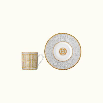 Hermès, Mosaïque au 24 oro tazzina caffè con piattino