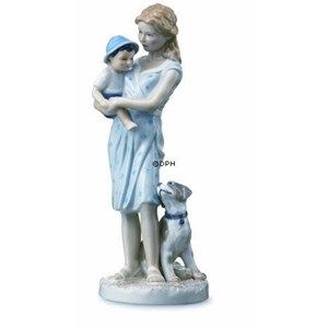 Royal Copenhagen,Statuina  Mamma con Bambino e cane