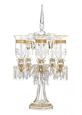 ST. LOUIS, Candelabro 5 luci incisione in oro - Trasparente