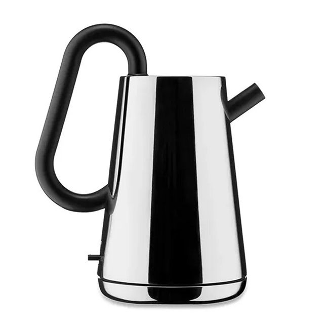 Alessi, Bollitore elettrico in acciaio inossidabile 18/10, manico, becco e coperchio in resina termoplastica nera, Articolo NE01 Toru