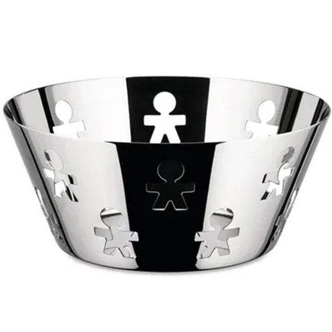 Alessi, cestino rotondo con bordo traforato in acciaio 18/10 cm 20. Articolo AKK04