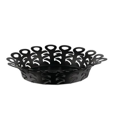 Alessi, cestino traforato in acciaio colorato con resina epossidica nera cm 25. Articolo BM21/25 B Vimini